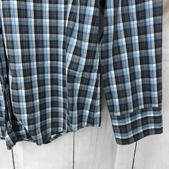 Calvin Klein SMALL (14-14.5) Mens Blue Plaid Non-Iron Fit Button Up Dress Shirt - Picture 4 of 9